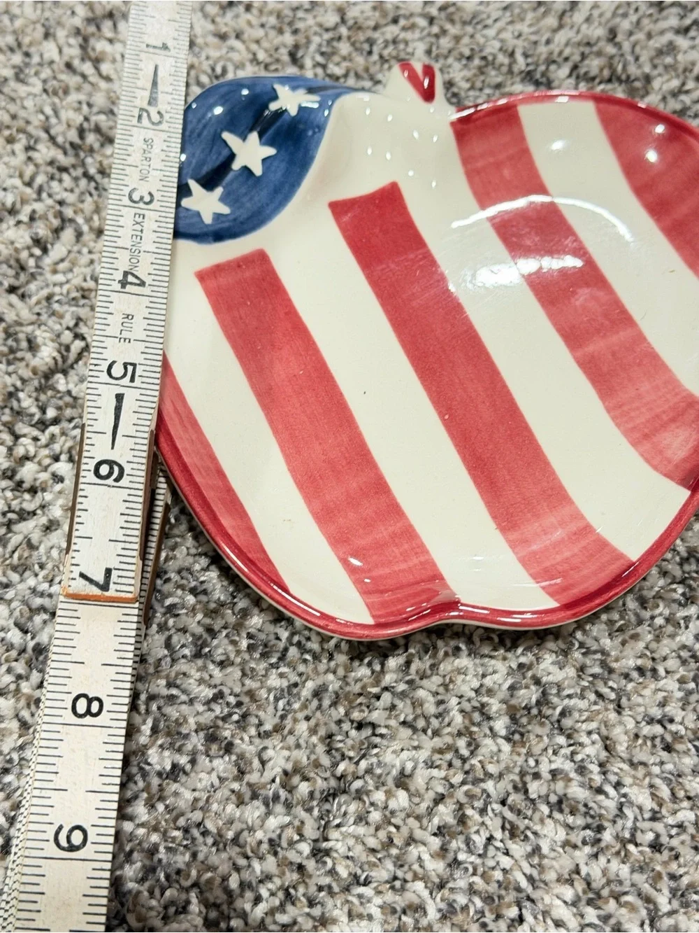 Laurie Gates Patriotic Apple Shaped Ceramic Dish - Red, White & Blue